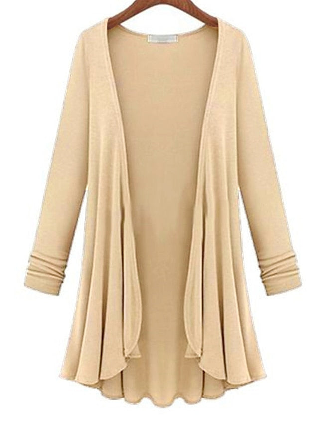 Women's Cardigan Sweater Open Front Ribbed Knit Polyester Oversized Fall Winter Daily Going out Weekend Stylish Casual Soft Long Sleeve Solid Color Black White Navy Blue M L XL