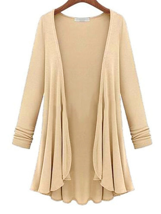 Women's Cardigan Sweater Open Front Ribbed Knit Polyester Oversized Fall Winter Daily Going out Weekend Stylish Casual Soft Long Sleeve Solid Color Black White Navy Blue M L XL