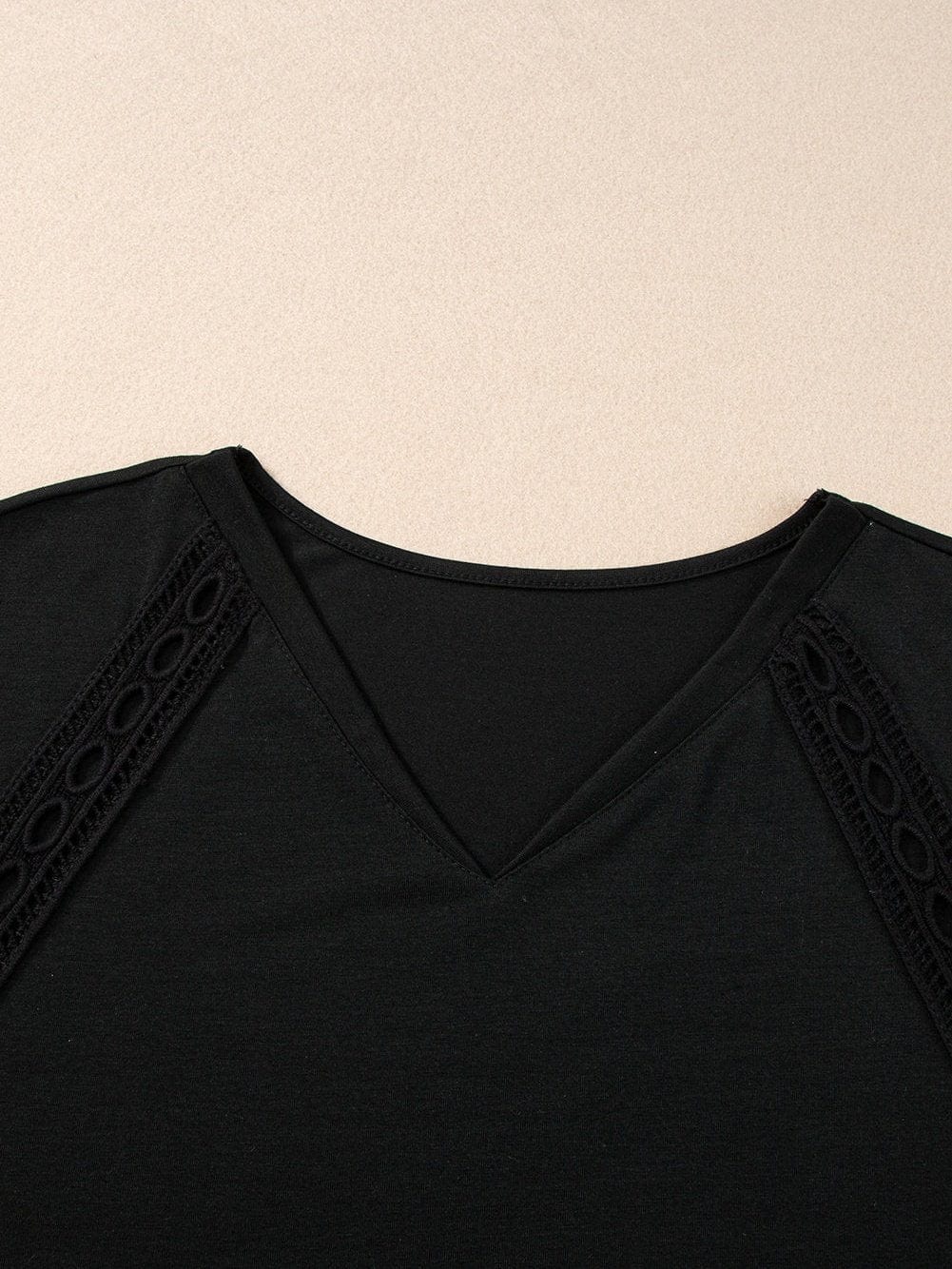 Romantic Black Crochet Lace Bat Sleeve Tee