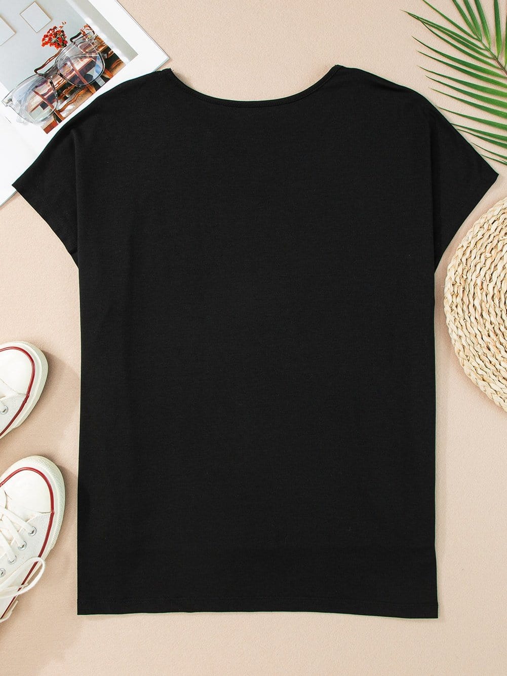 Romantic Black Crochet Lace Bat Sleeve Tee