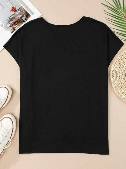 Romantic Black Crochet Lace Bat Sleeve Tee