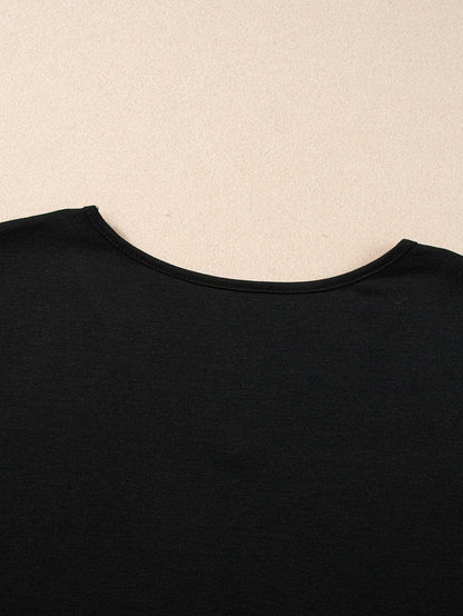 Romantic Black Crochet Lace Bat Sleeve Tee