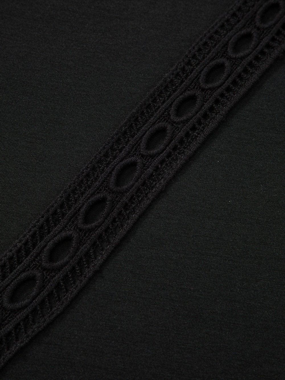 Romantic Black Crochet Lace Bat Sleeve Tee