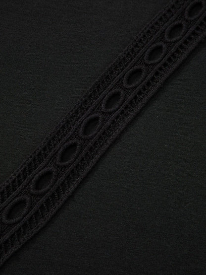 Romantic Black Crochet Lace Bat Sleeve Tee