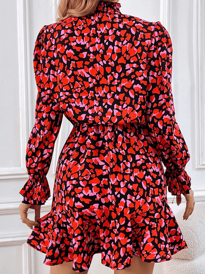 Romantic Red Heart Print A-Line Mini Dress