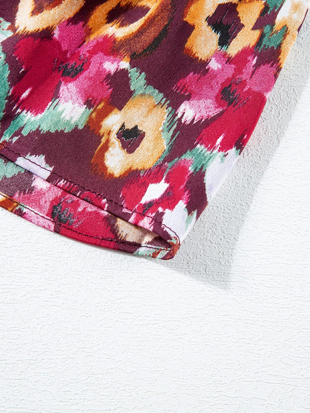 Romantic Rose Red Floral V Neck Dress with Tiered Ruffles