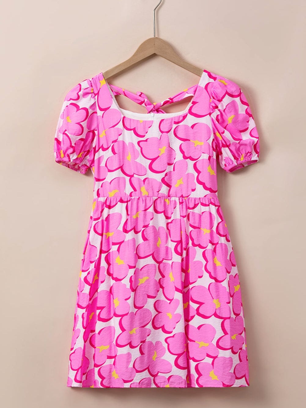 Rose Blossom Square Neck Flowy Empire Waist Dress