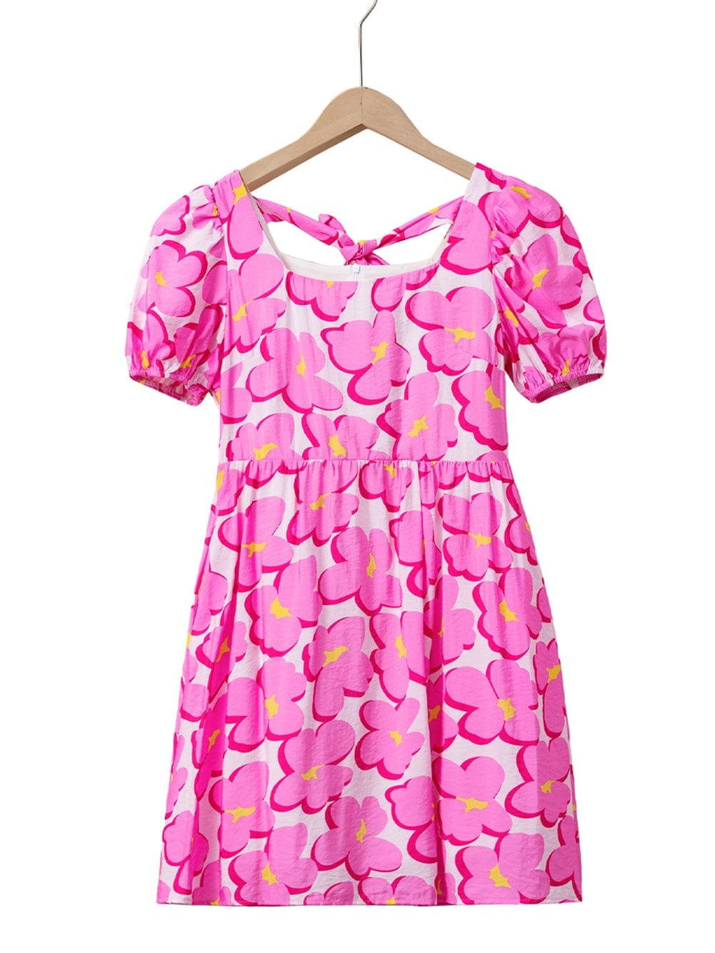 Rose Blossom Square Neck Flowy Empire Waist Dress