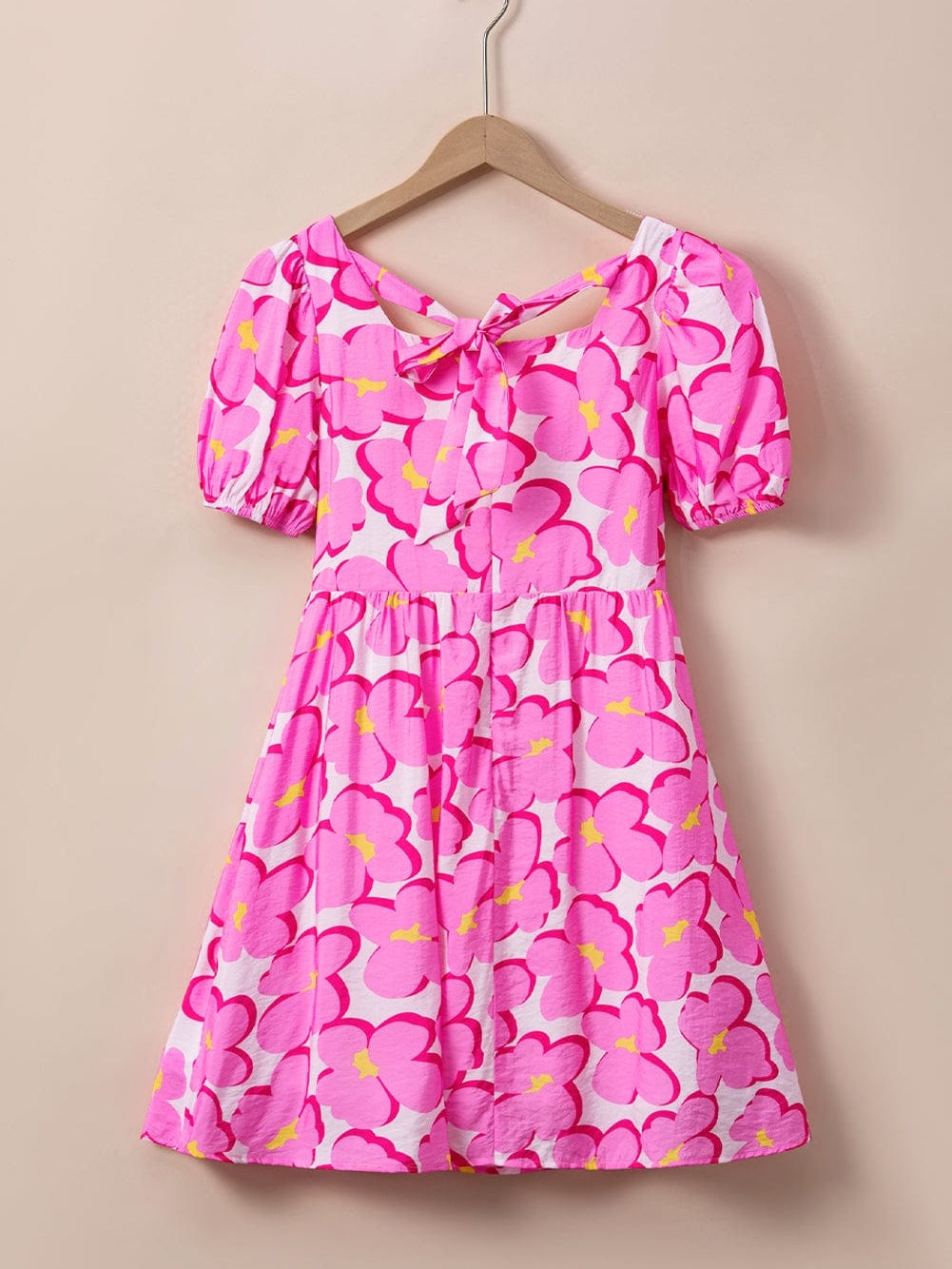 Rose Blossom Square Neck Flowy Empire Waist Dress