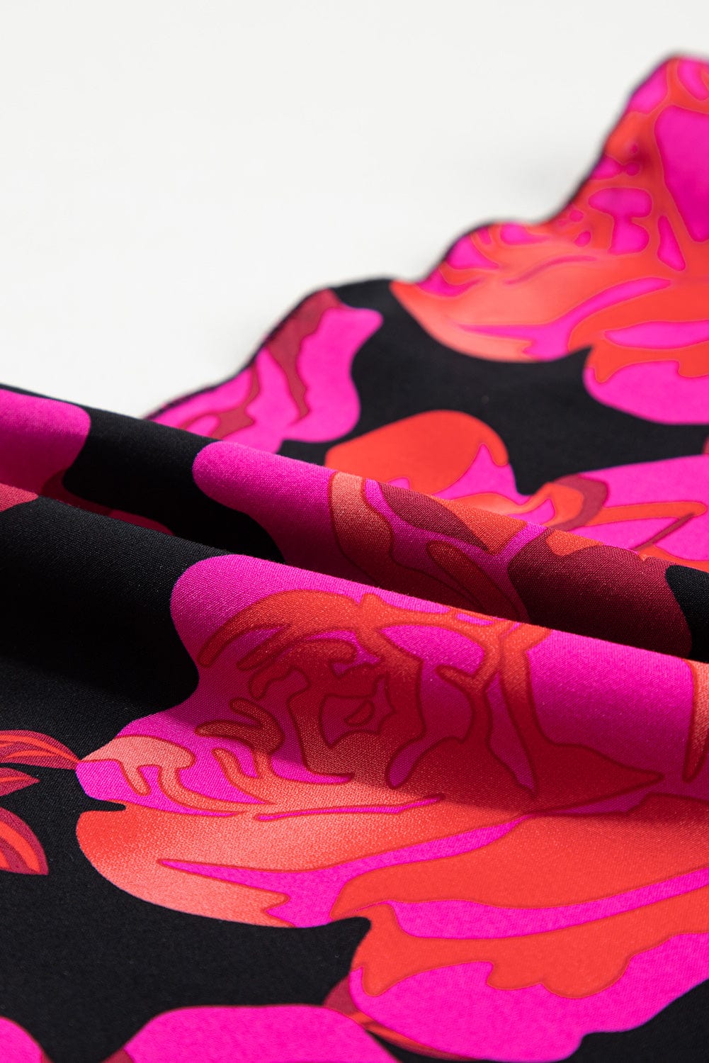 Rose Blossom V Neck Ruffle Tiered Mini Dress with Bishop Sleeves