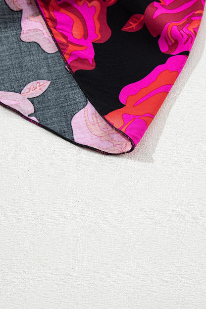 Rose Blossom V Neck Ruffle Tiered Mini Dress with Bishop Sleeves