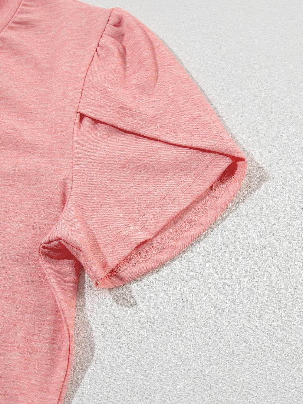 Rose Blush Casual Petal Sleeve V Neck T Shirt