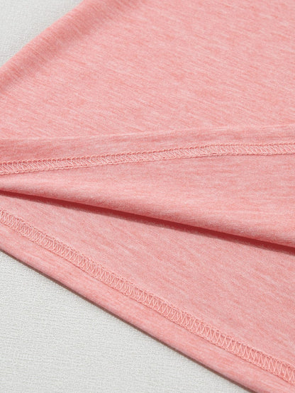 Rose Blush Casual Petal Sleeve V Neck T Shirt