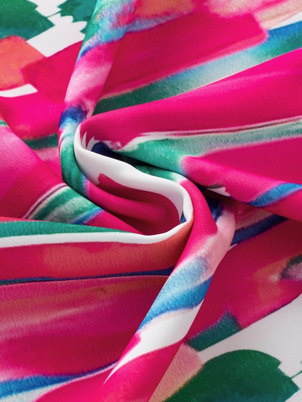 Rose Brush Print Ruffle Sleeve V-Neck Blouse with Abstract Design