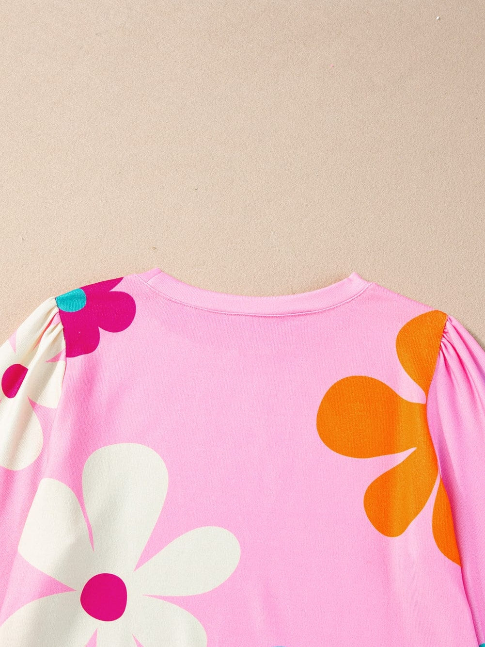 Rose Floral Print Bracelet Sleeve Top for Women