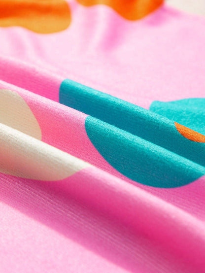 Rose Floral Print Bracelet Sleeve Top for Women