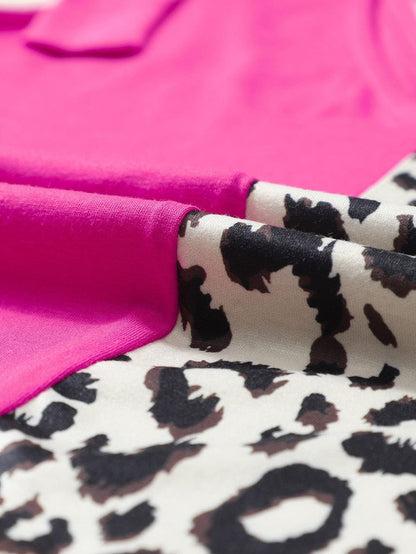 Rose Leopard Patchwork Tie Strap V-Neck Tank Top