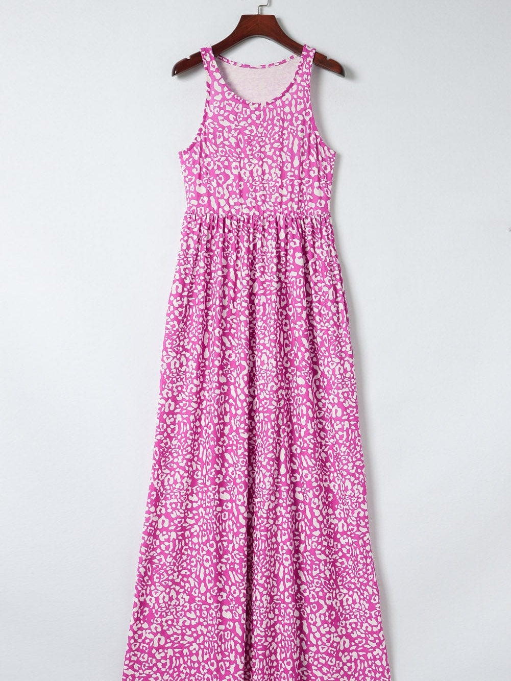 Rose Leopard Print Maxi Dress with Pockets
