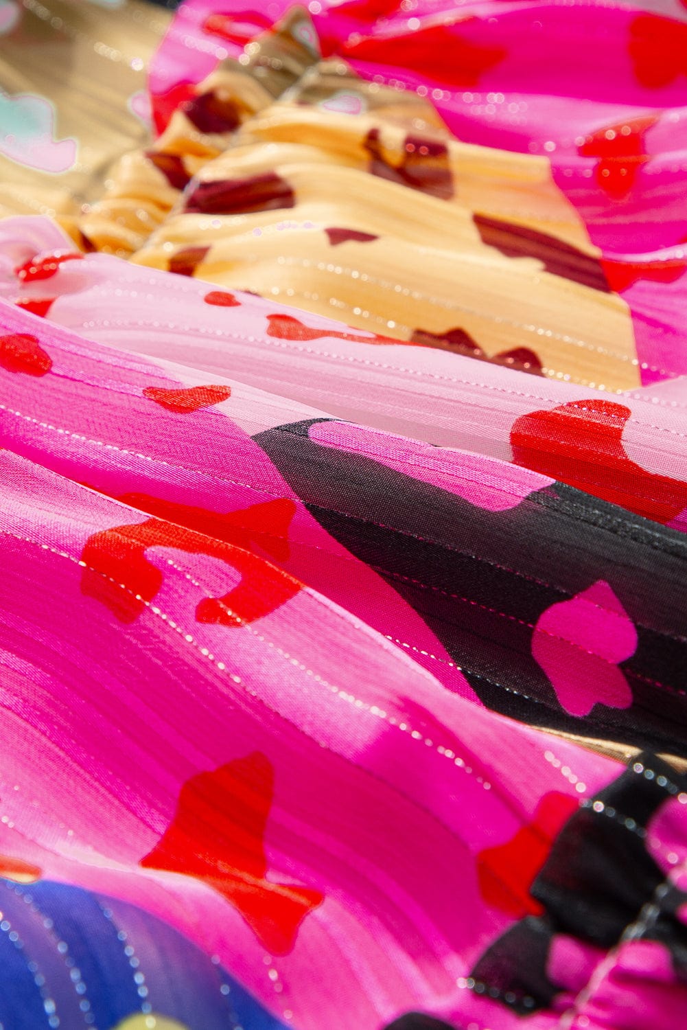 Rose Leopard Print Tiered Ruffle Mini Dress with Puff Sleeves