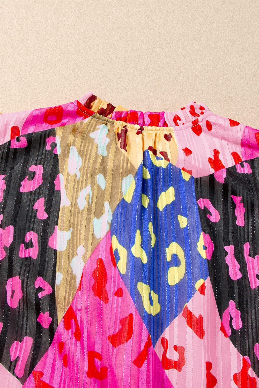 Rose Leopard Print Tiered Ruffle Mini Dress with Puff Sleeves