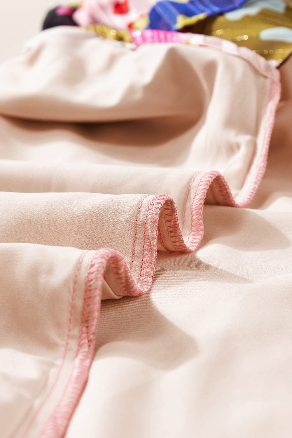 Rose Patchwork Leopard Print Ruffle Sleeve V Neck Blouse