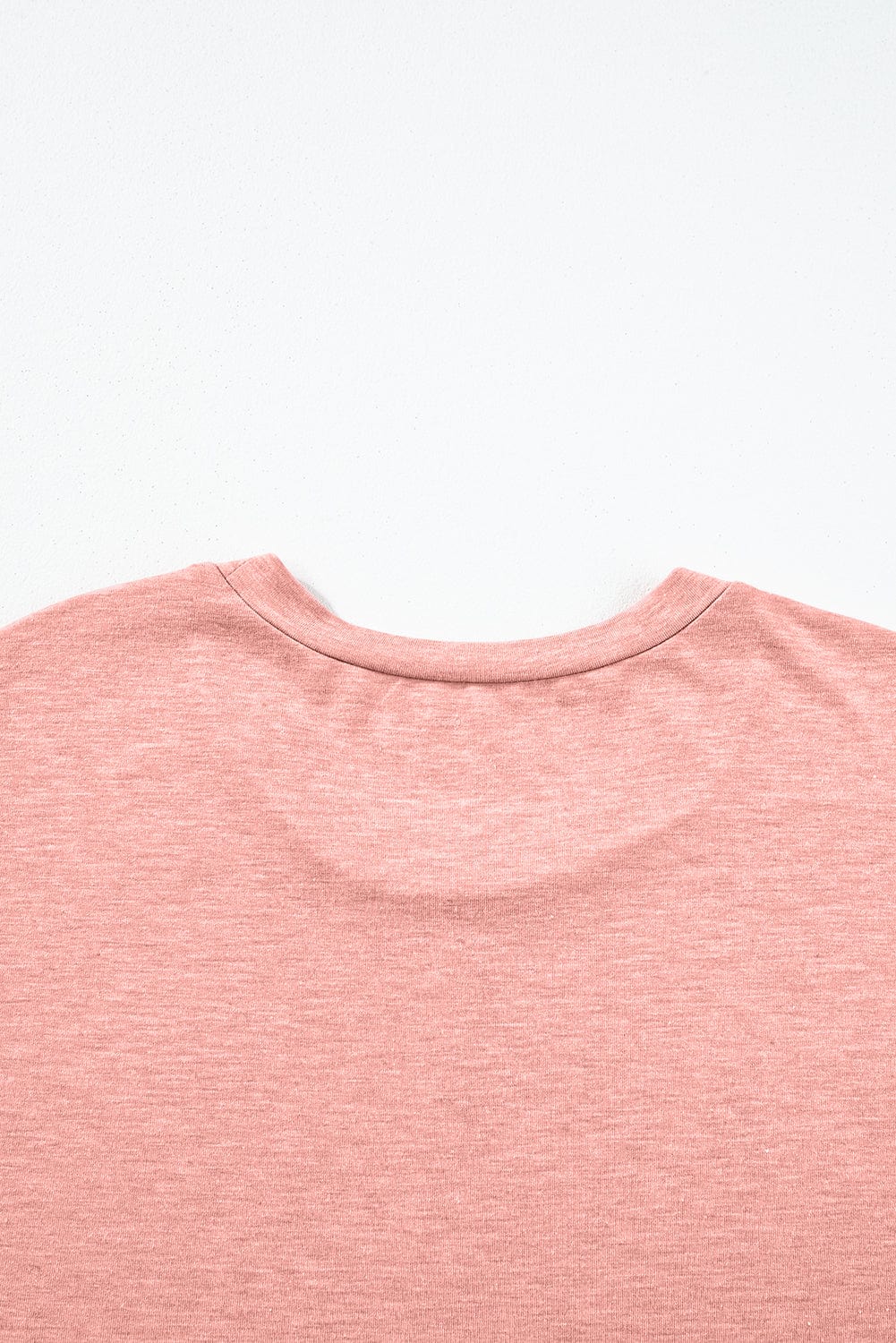 Rose Pink Crew Neck Tee Dress with Center Seam and Rolled Cuffs