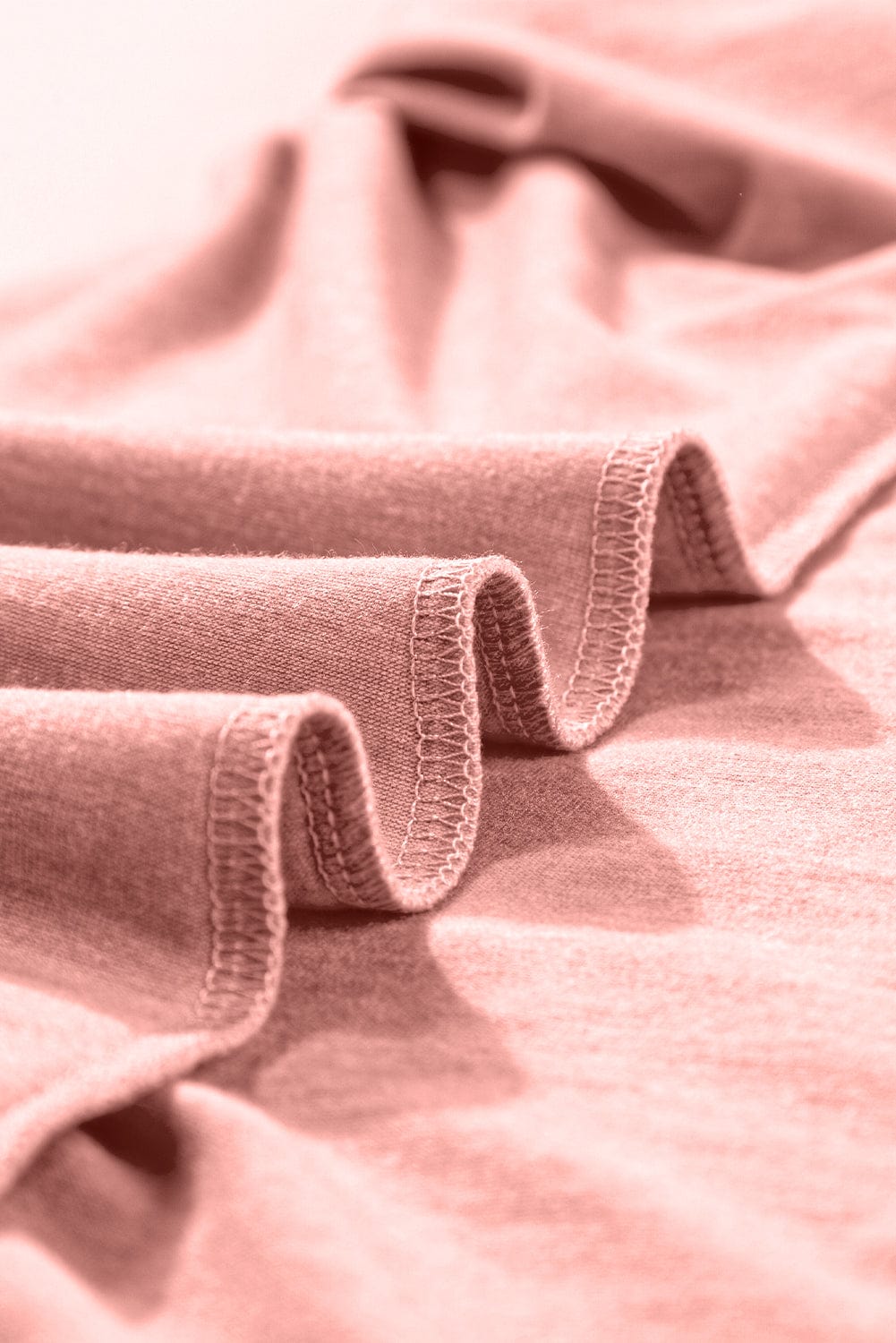 Rose Pink Crew Neck Tee Dress with Center Seam and Rolled Cuffs