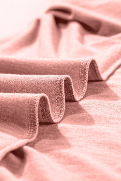 Rose Pink Crew Neck Tee Dress with Center Seam and Rolled Cuffs