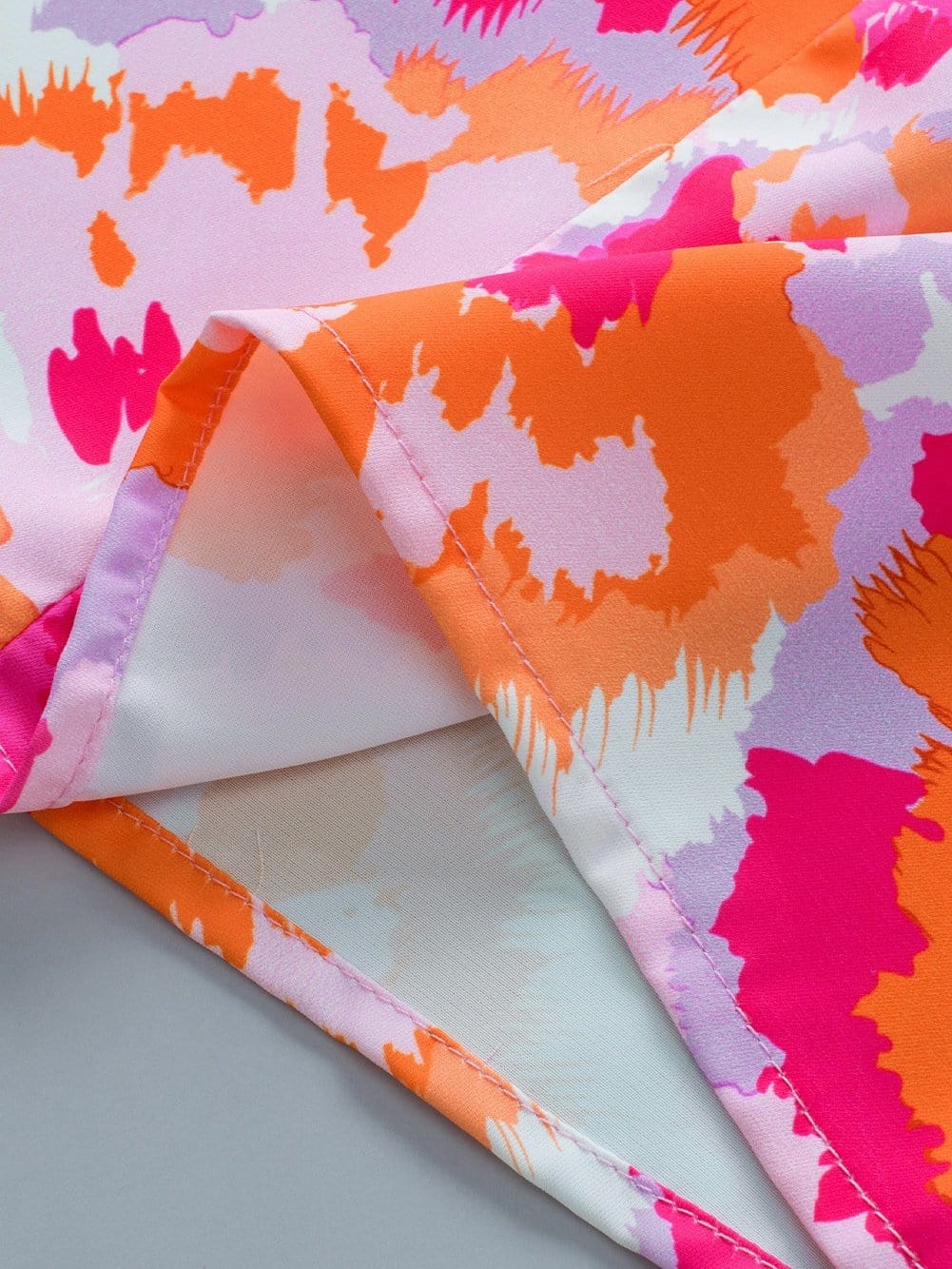 Rose Red Abstract Pattern V Neck Lightweight Summer Blouse