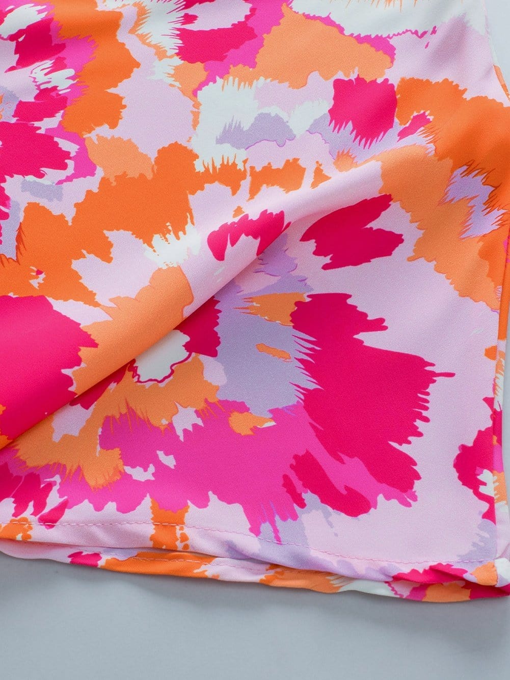 Rose Red Abstract Pattern V Neck Lightweight Summer Blouse