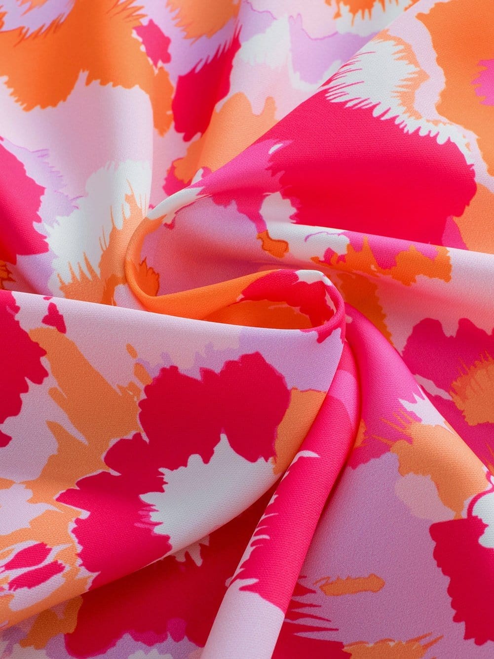 Rose Red Abstract Pattern V Neck Lightweight Summer Blouse