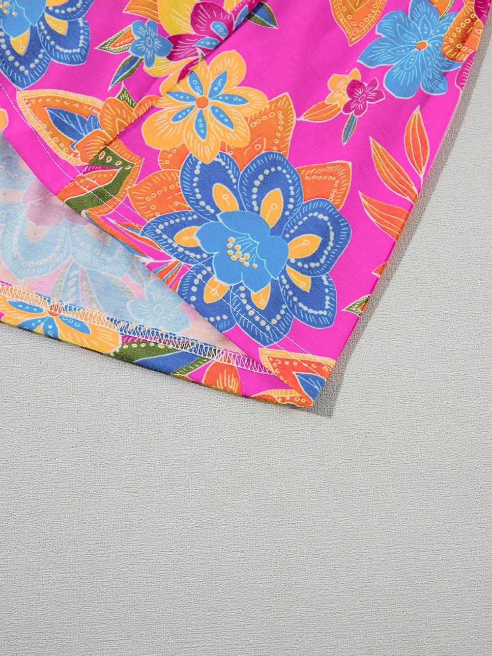 Rose Red Bohemian Floral Flounce V Neck Sleeveless Top