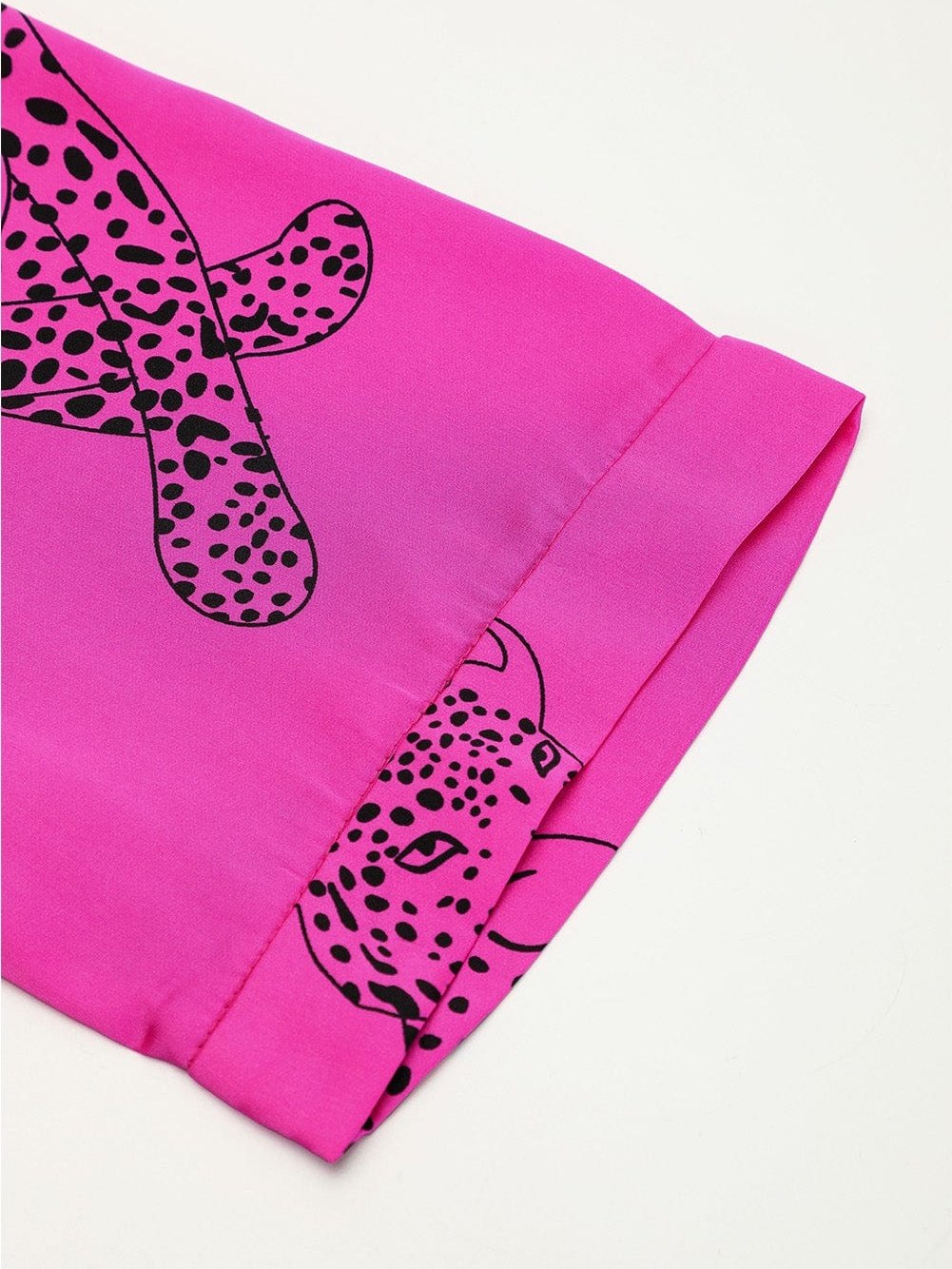 Rose Red Cheetah Print A-Line Mini Dress with Bell Sleeves