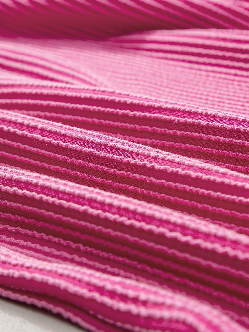 Rose Red Color Block Textured Edge Patched Pocket Tunic Dress