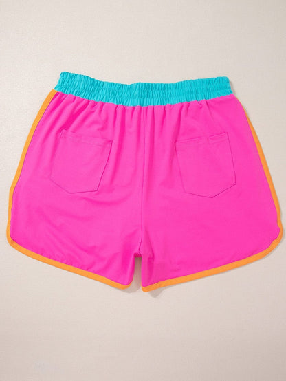 Rose Red Colorblock Cap Sleeve Tee and Shorts Set