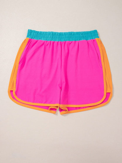 Rose Red Colorblock Cap Sleeve Tee and Shorts Set