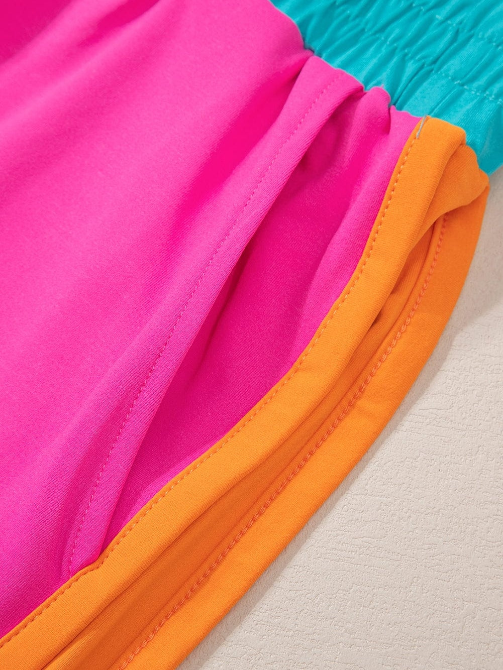 Rose Red Colorblock Cap Sleeve Tee and Shorts Set