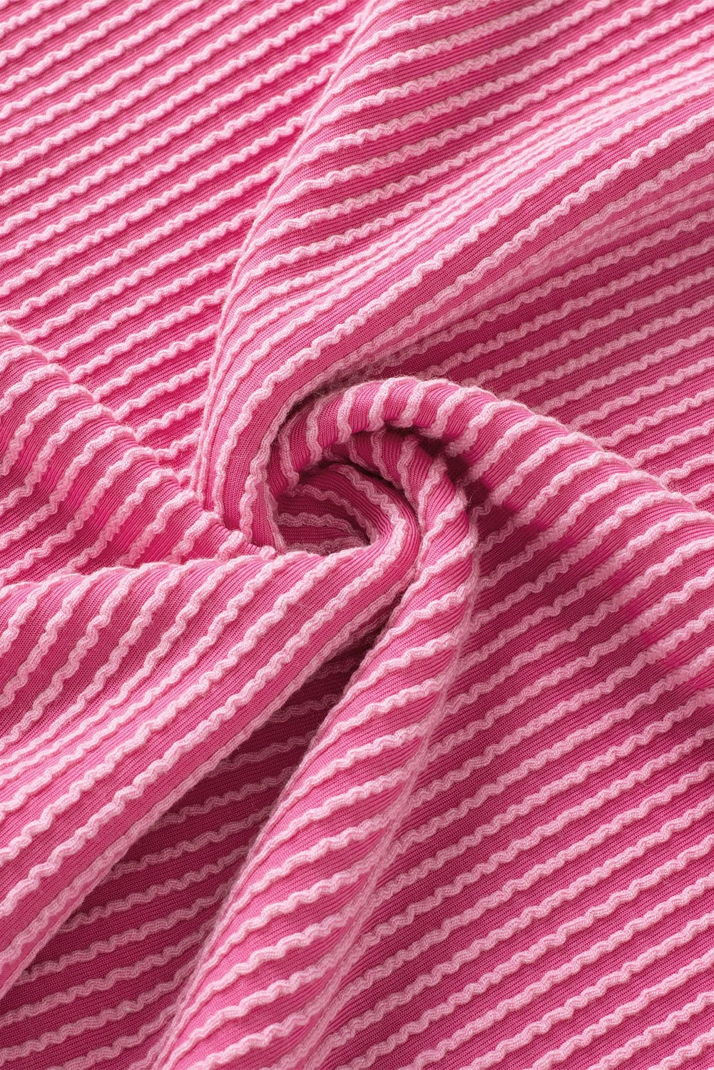 Rose Red Corded V Neck Tee with Color Block Patch Pocket