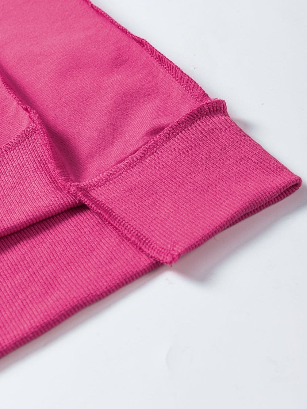 Rose Red Exposed Seam V-Neck Button Detail Tunic Top