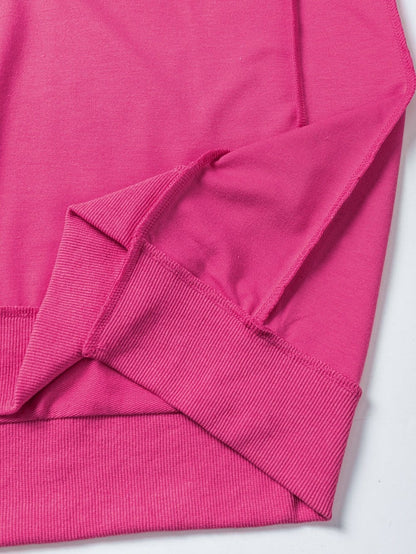 Rose Red Exposed Seam V-Neck Button Detail Tunic Top