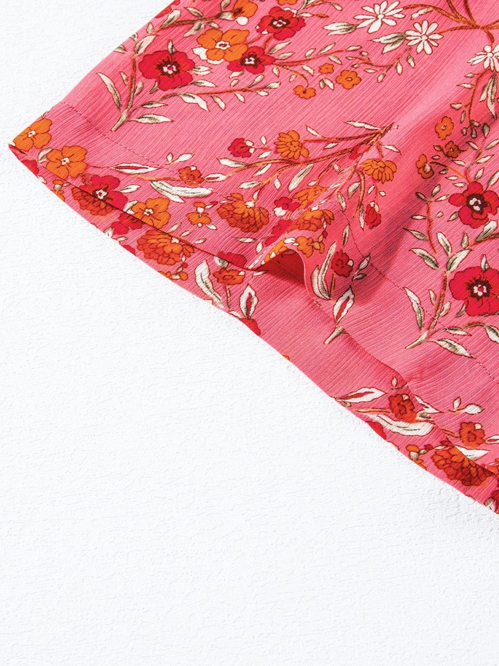 Rose Red Floral Print Wide Sleeve Blouse for Southern Belle Style