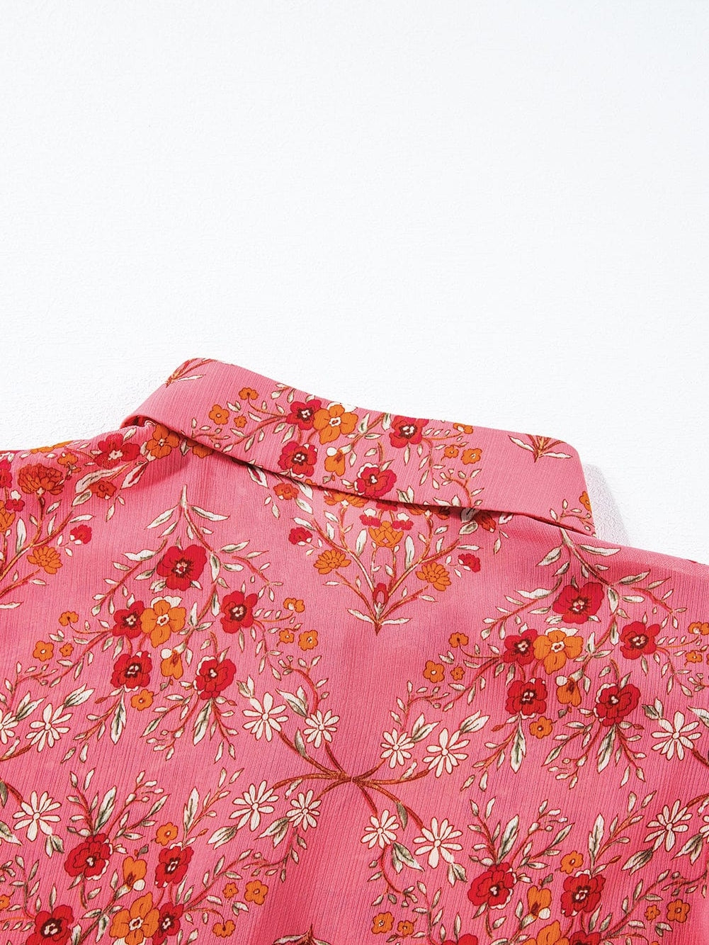 Rose Red Floral Print Wide Sleeve Blouse for Southern Belle Style