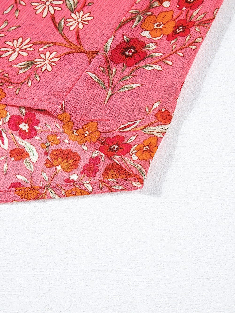 Rose Red Floral Print Wide Sleeve Blouse for Southern Belle Style