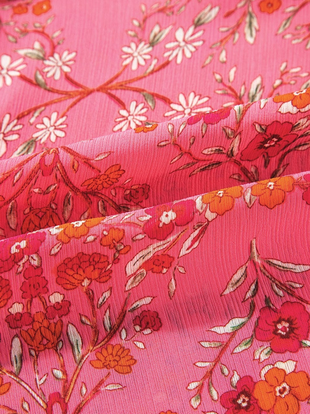 Rose Red Floral Print Wide Sleeve Blouse for Southern Belle Style