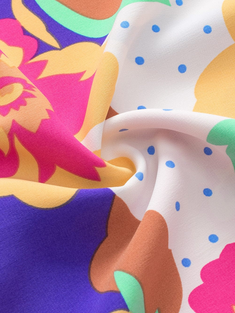 Rose Red Floral V-Neck Bubble Sleeve Blouse