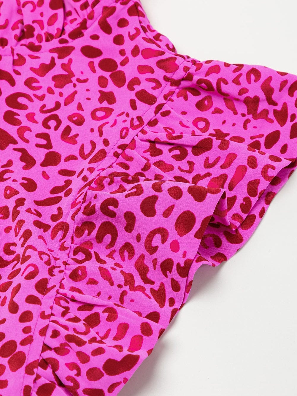 Rose Red Leopard Print Ruffle Tiered Maxi Dress with Flutter Sleeves