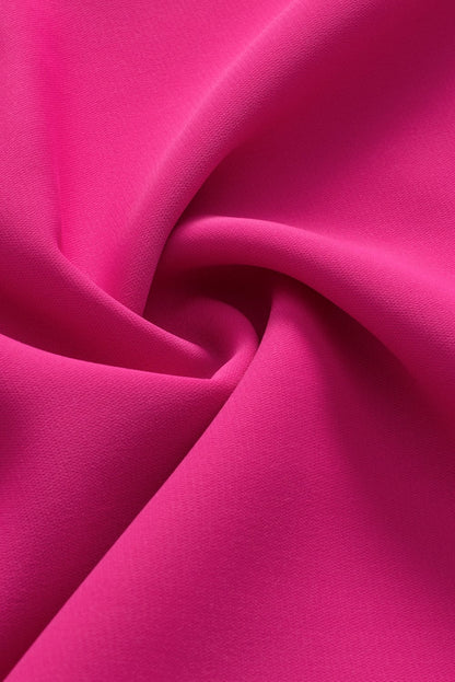 Rose Red Notched Neck Ruffle Sleeve Top