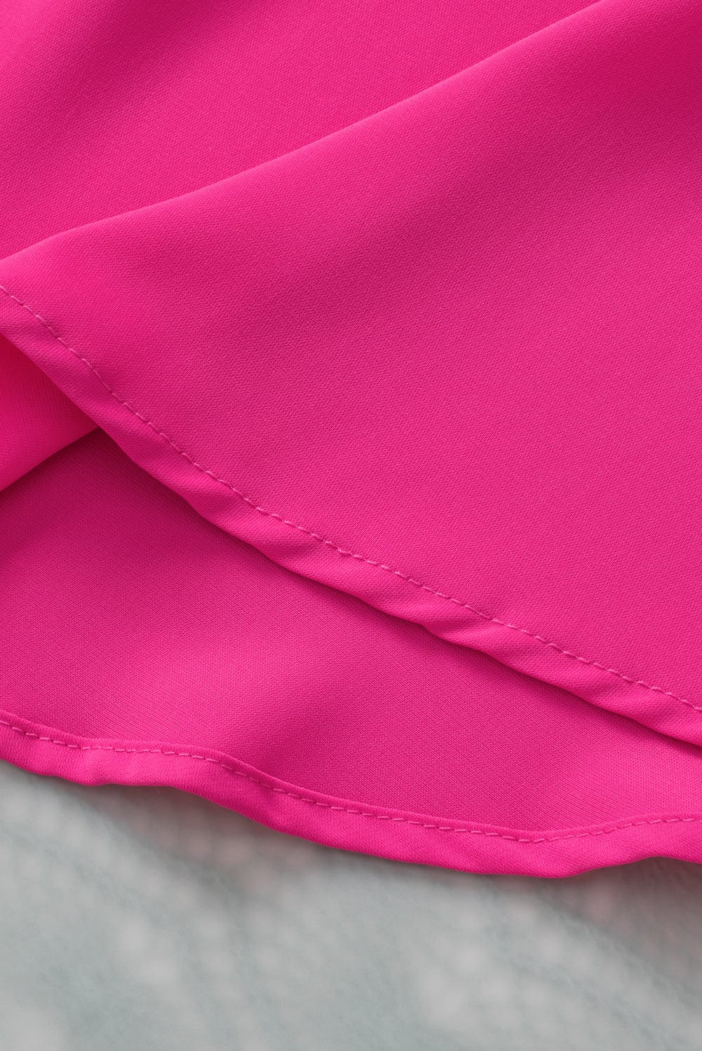 Rose Red Notched Neck Ruffle Sleeve Top