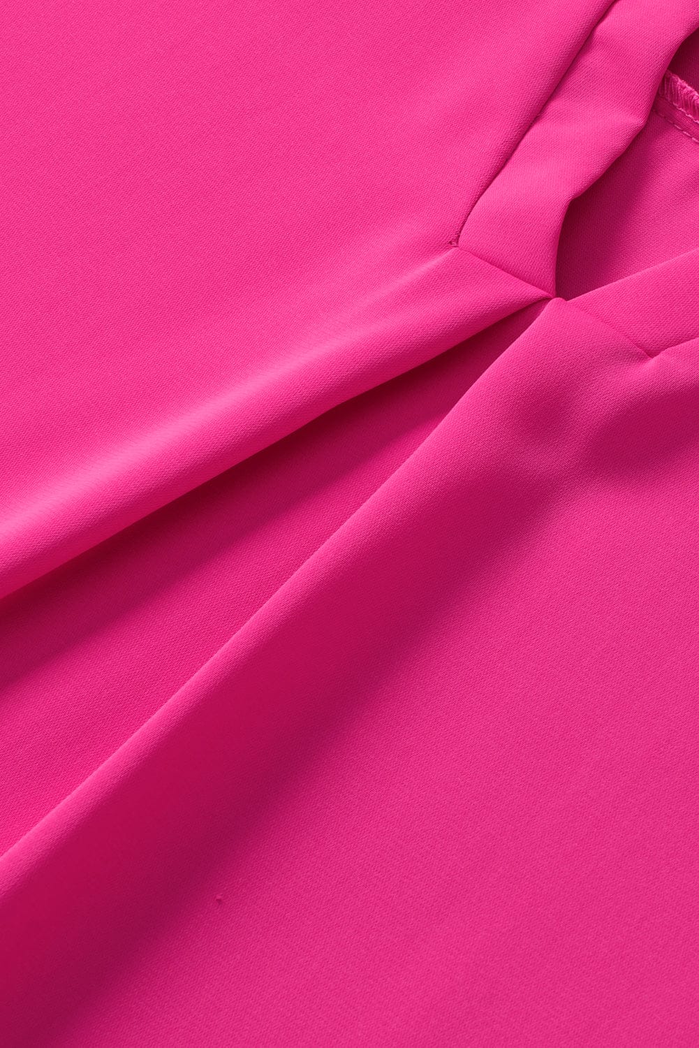 Rose Red Notched Neck Ruffle Sleeve Top