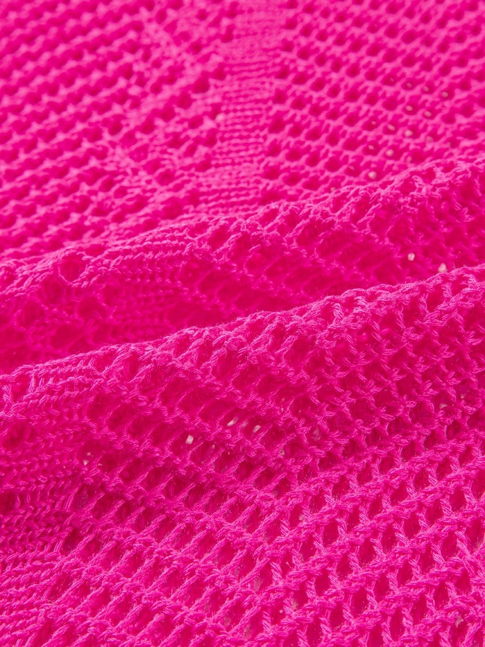 Rose Red Pointelle Knit Scalloped Edge Short Sleeve Top with Crochet Detail